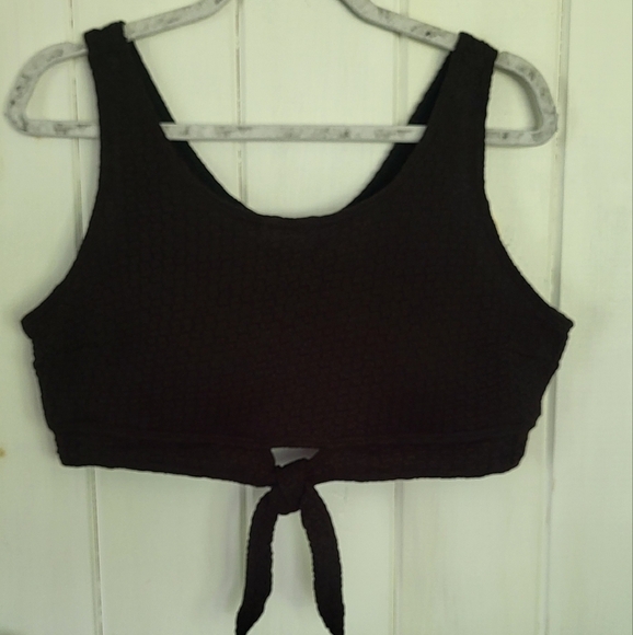 Textured Knotted Bralette Padded Swim Bikini Top - Picture 2 of 6